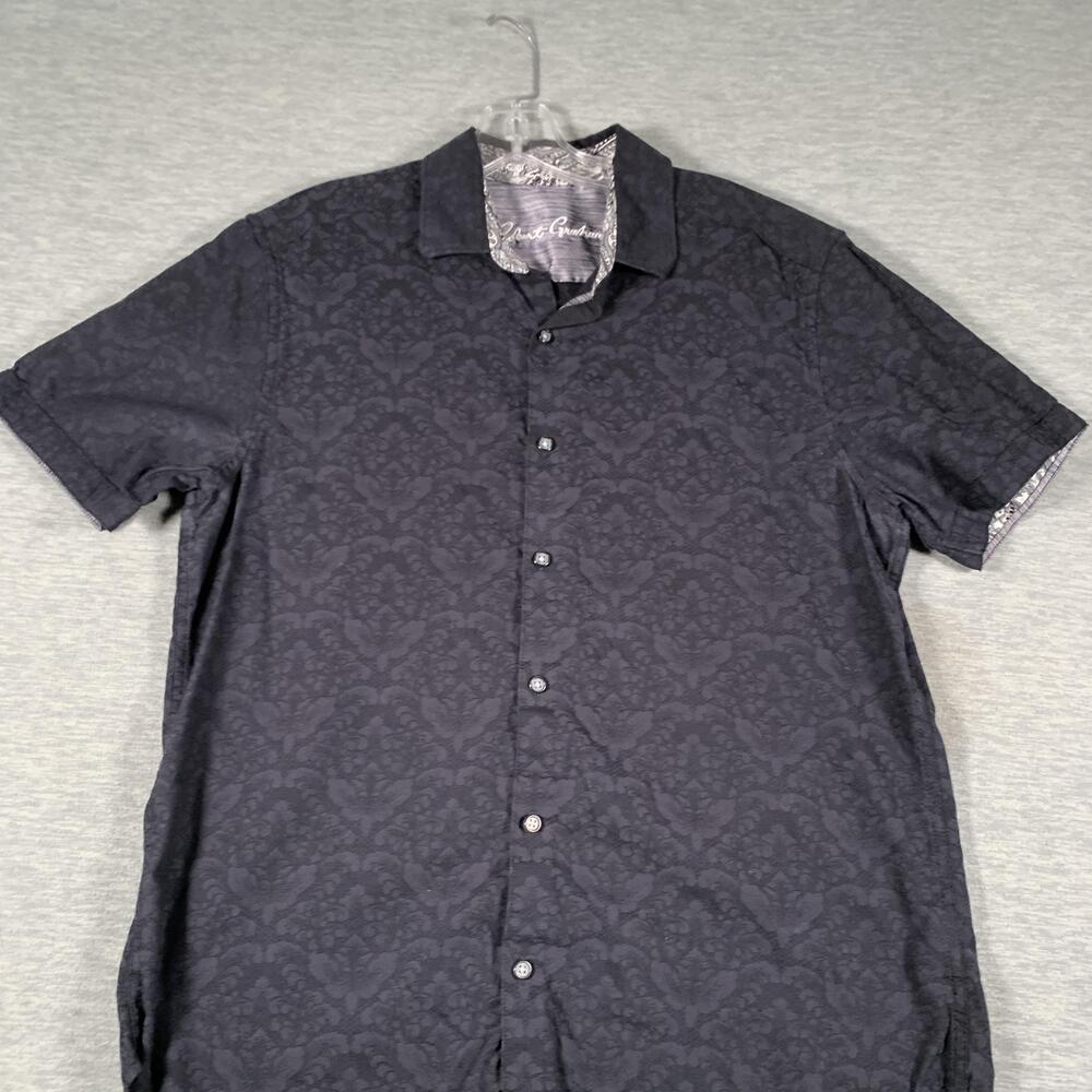 Robert Graham Shirt Mens Medium Black Floral Short Sleeve Button Front Casual